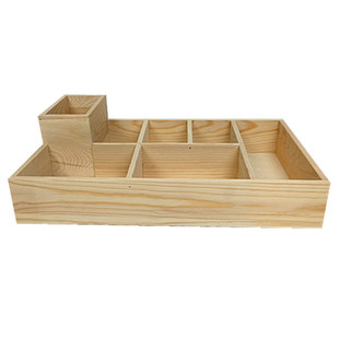 粉笔盒收纳盒讲台学校教室实木办公桌面杂物收纳盒多格木盒子定制