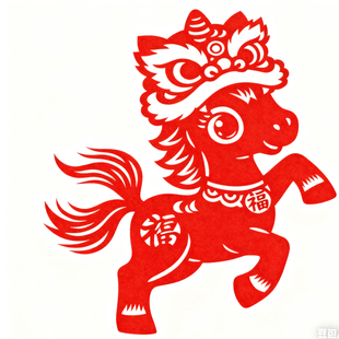 福字马年剪纸2026新校园教育画窗花手工刻纸剪纸成品宣传特色