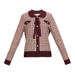 HONRN/红人酒红色修身小香风羊毛衣针织衫上衣女秋冬HH55OM622