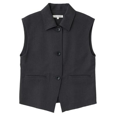 MOUSSY 夏季新品时髦老钱风小翻领叠穿马甲外套010HAS30-1651