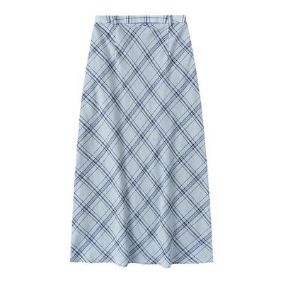 循环档案亚麻格纹半身裙