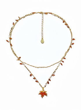 赤霞橘光~绝美双层枫叶项链