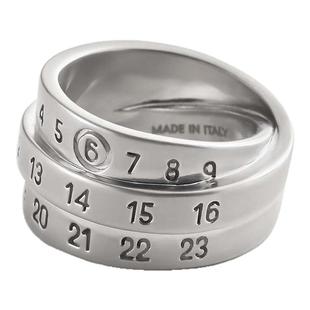 [礼物]MM6三重数字Logo标志环形做旧戒指指环情侣对戒首饰