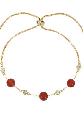 新款微镶锆石个性手饰品女小众设计感红玛瑙水晶手链百搭手饰