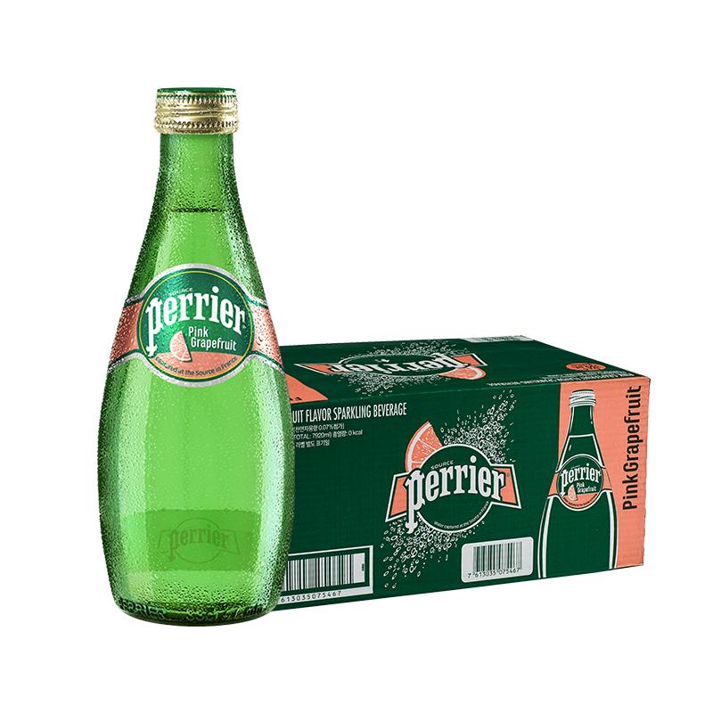 法国进口Perrier/巴黎水饮用矿泉水无糖西柚味气泡水330ml*24瓶