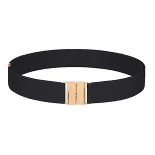 弹力松紧腰带男女中老年人金属扣百搭懒人裤带黑色老人皮带可调节