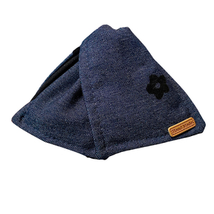 韩系牛仔布艺三角抓夹女2026新款时髦绒花后脑勺盘发鲨鱼夹发饰