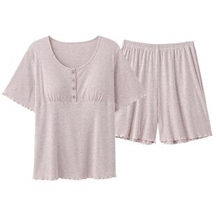 莫代尔带胸垫月子服夏季薄款产后孕妇产妇夏天冰丝哺乳睡衣家居服