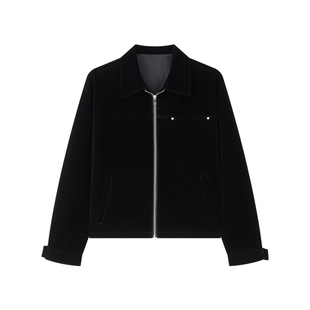 吴俊霆同款丨MIDASHAND 丝绒琥珀夹克外套男秋季老钱翻领重工上衣