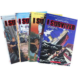 幸存者图像小说套装4册 泰坦尼克号沉默 纳粹入侵 911恐怖袭击 鲨鱼袭击 英文原版  章节书 桥梁书 6-12岁 平装 弘书阁原版进口
