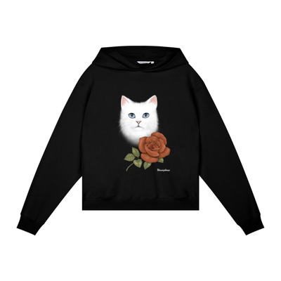 WassupHouse玫瑰猫咪连帽卫衣