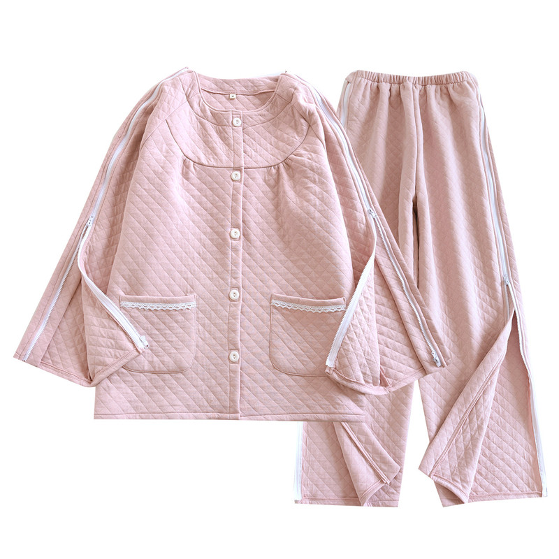 女士纯棉夹棉拉链护理服上衣裤子