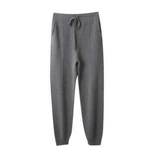 100纯山羊绒裤男冬季针织长裤外穿休闲裤束腿裤小脚裤加厚保暖裤