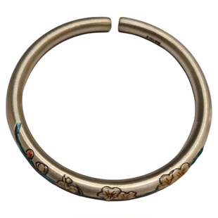 银凤楼足银999.9桃花手镯珐琅工艺百年老字号经典年轻高级感显白