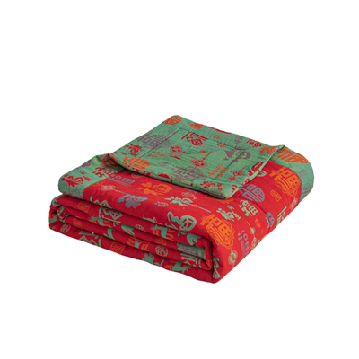 送父母棉花百福被纯棉双层纱夏被