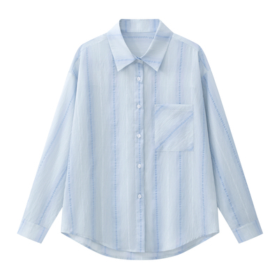 奈格薇儿小个子蓝色条纹衬衫