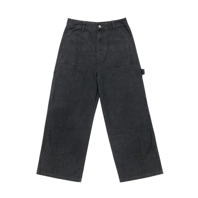 纯棉直筒水洗休闲裤男生2025新款秋冬季宽松美式复古工装长裤子