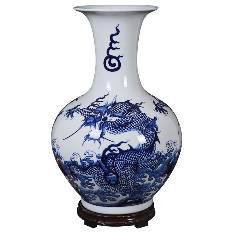 景德镇龙纹中式风博古架青花瓷器
