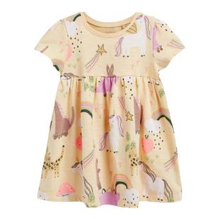 现货英国NEXT童装新款女童宝宝短袖连衣裙子婴儿纯棉平织布百褶裙