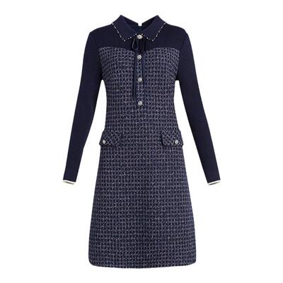 乔万尼小香风羊毛连衣裙商场同款新品针织裙气质中长款EF4E101