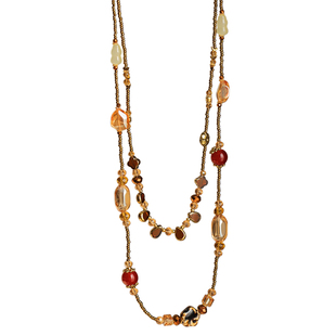 中古风vintage双层陶瓷花朵水滴项链女复古小众高级感个性锁骨链