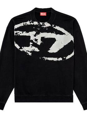 DIESEL/迪赛 男士大LOGO印花毛圈棉圆领卫衣银泰百货 300217