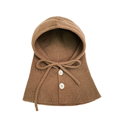 巴拉克拉法帽围巾一体冬季保暖针织套头帽纯色百搭护耳毛线帽男女