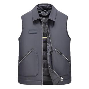 雪中飞品牌男式翻领羽绒马甲外穿秋冬季新款保暖爸爸装羽绒服背心