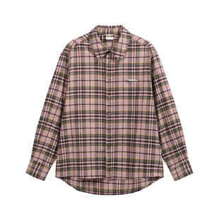 SILENTEX 美式复古法兰绒格纹外套 翻领格子长袖衬衫男女