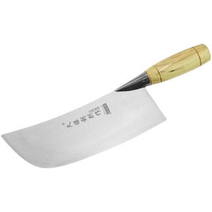 久保利4cr13不锈合金钢圆头菜刀家用薄刃圆木柄中式切片肉菜刀具