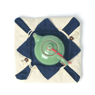 纯棉茶杯壶正方形抽绳袋