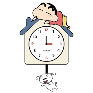 蜡笔小新客厅挂钟2025新款带灯钟表静音时钟卧室儿童房墙面壁挂画