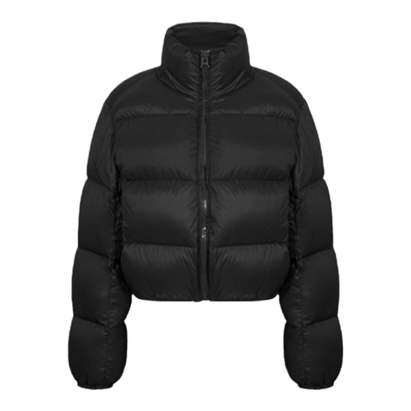 羽绒服女短款白色立领面包服外套