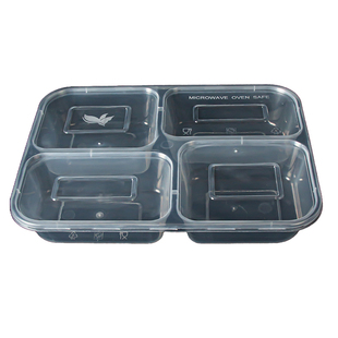 一次性餐盒均分四格外卖打包盒多格分格透明快餐便当饭盒餐盘4隔
