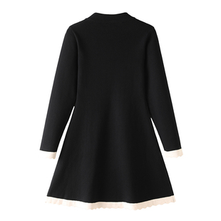 秋冬连衣裙女内搭打底裙收腰小个子a字裙半高领毛衣裙显瘦针织裙