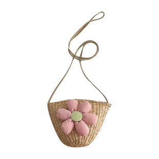 春日小花朵~小清新田园风宝宝草编包斜挎儿童沙滩包小女孩零钱包