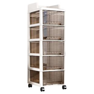 小推车置物架零食收纳架子落地可移动抽屉式收纳柜箱储物柜子分层