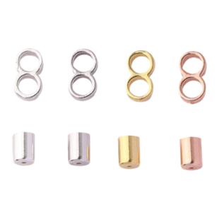 S925纯银镀白金项链绳夹扣尾帽8字扣米兰线皮绳扣子diy调节扣配件