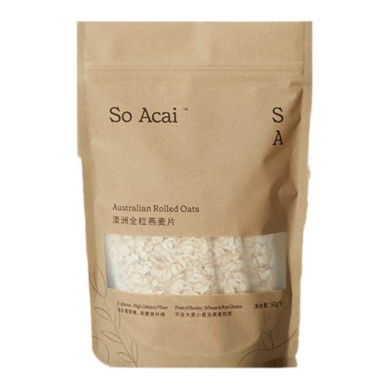 soacai燕麦片老式纯全粒燕麦片原味原切钢切燕麦隔夜燕麦奇亚籽粉