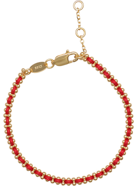 方糖家新年红色编绳纯银手链