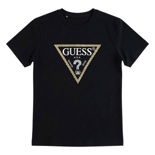 GUESS剪洗标男款XL码经典倒三角T恤圆领短袖经典情侣休闲夏季半袖