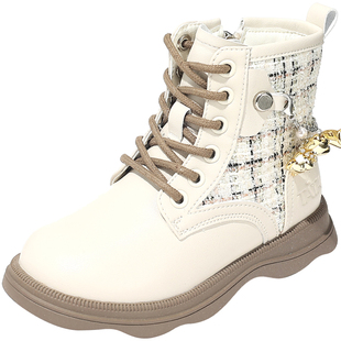 TATA他她童鞋小女孩洋气时装靴时尚百搭马丁靴男女童冬季加绒短靴