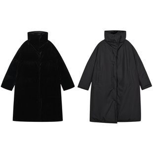 LESS冬时髦造型感羽绒衣围裹立领长款双面穿丝绒羽绒服2OAC10980