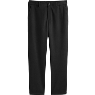 太平鸟男装仿毛呢休闲裤男冬季新款保暖锥形裤黑色垂感西裤潮牌