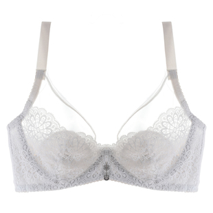 内衣女薄款大胸显小有钢圈超薄款无海绵文胸透气蕾丝性感大码胸罩