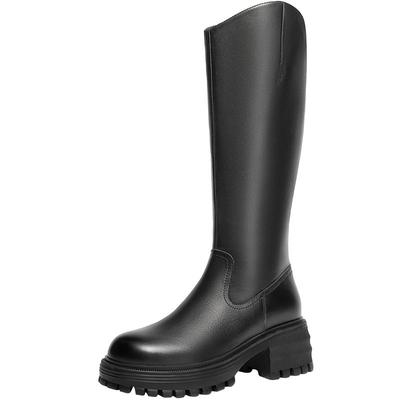 百丽厚底高长骑士靴冬季