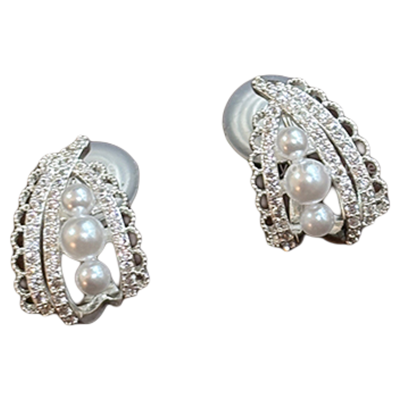 法式珍珠耳环女轻奢高级感耳圈耳钉2025新款无耳洞蚊香盘耳夹耳饰