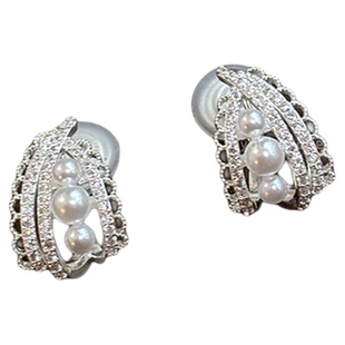 法式珍珠耳环女轻奢高级感耳圈耳钉2025新款无耳洞蚊香盘耳夹耳饰