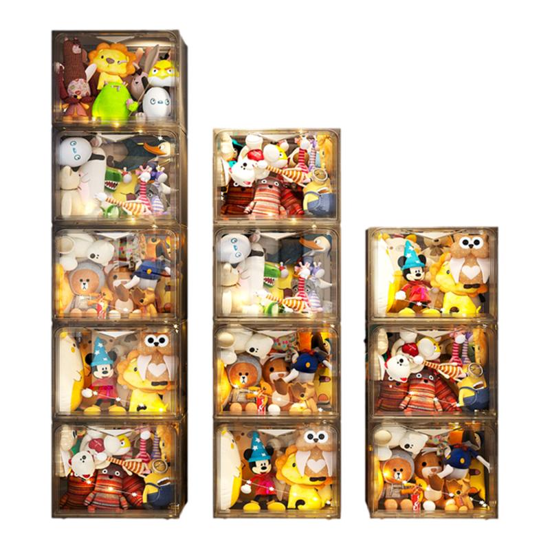 娃娃收纳筒毛绒玩具桶放毛公仔箱子装布玩偶架收纳神器透明展示柜