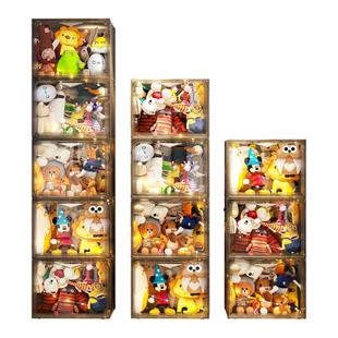 娃娃收纳筒毛绒玩具桶放毛公仔箱子装布玩偶架收纳神器透明展示柜